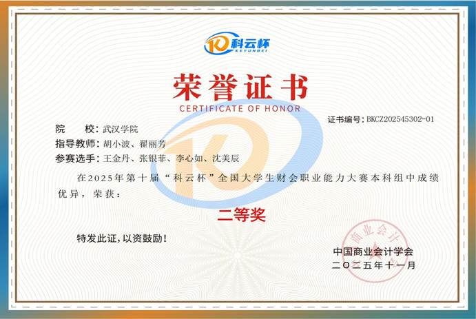 武汉学院一队证书